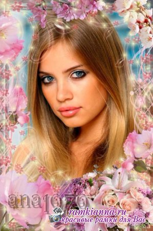 Нежная рамка для фотошопа с розовыми цветами/Soft Frame for Photoshop with pink flowers