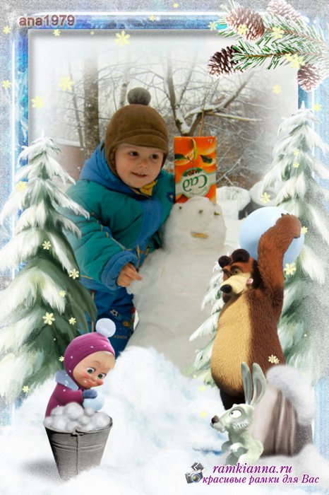 Детская рамка для фотошопа – Хорошо зимой в лесу 