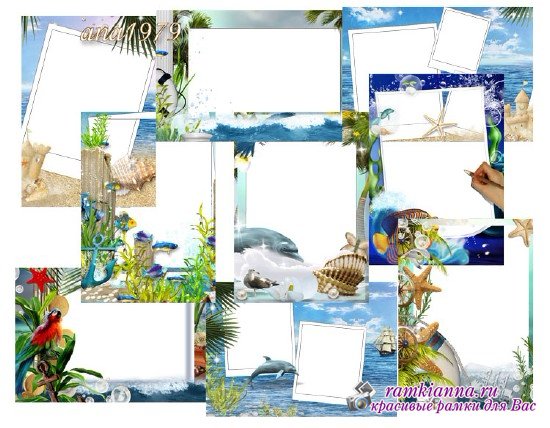 Набор рамок для фотошопа в формате png морской тематики - Дыхание моря