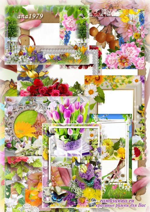 Набор цветочных рамок в формате png для photoshop - Красивее ты всех красот